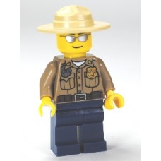 cty260 Forest Police - Dark Tan Shirt with Pockets, Radio and Gold Badge, Dark Blue Legs, Campaign Hat, Silver Sunglasses 